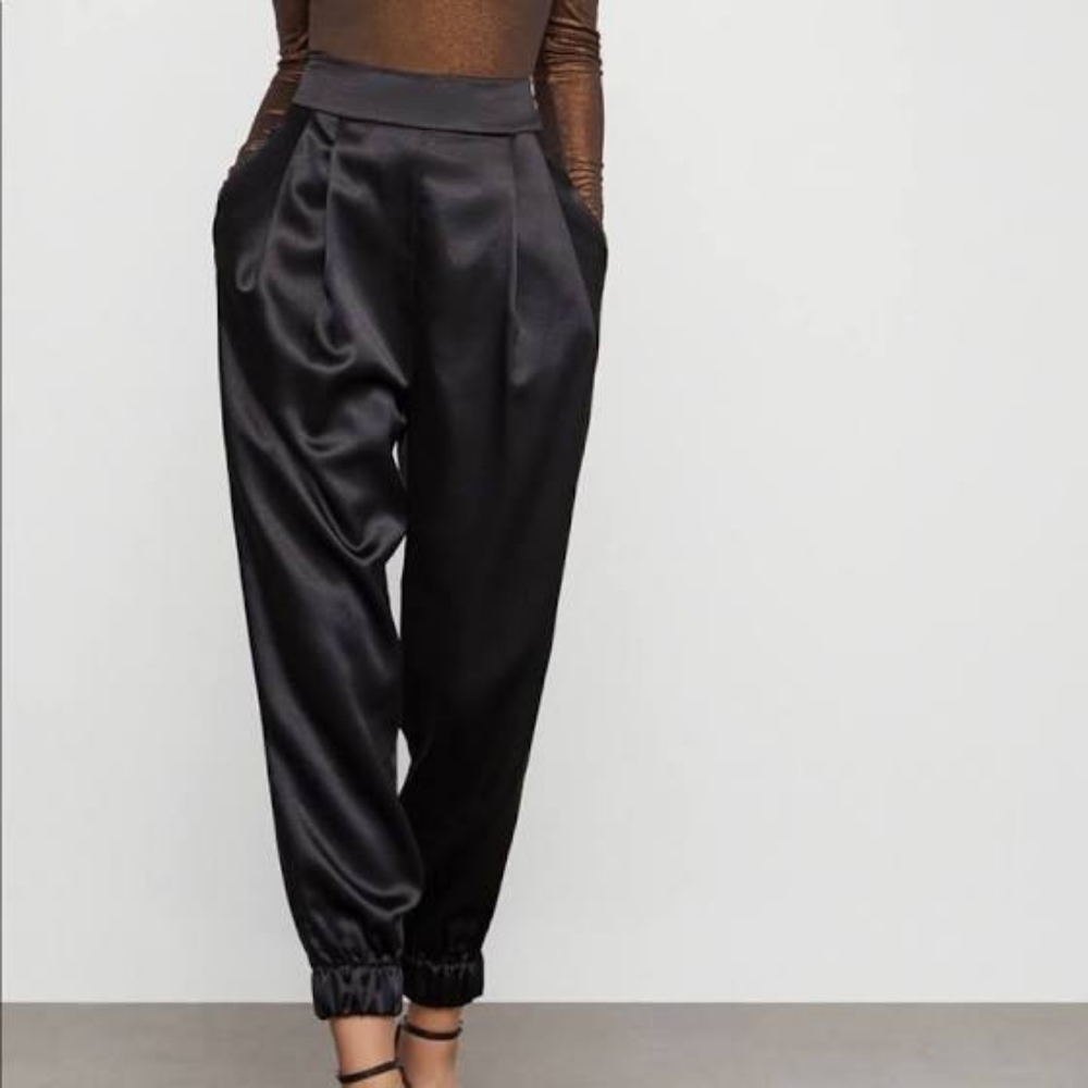 NWT BCBGMAXAZRIA satin pants Size M highwaisted